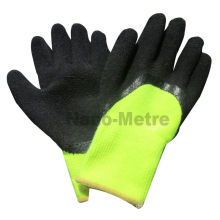 NMSAFETY Thermo-Latex-Handschuhe stricken gelben Acryl-Liner 3/4 beschichtete schwarze Schaumlatex-Handschuhe / Arbeitshandschuh